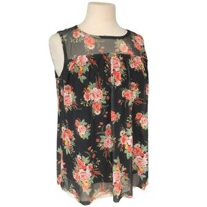 ❤️Vintage Bobbie Brooks dark floral sleeveless top size small